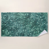 テクスチャードと緑がかったシアン色 ビーチタオル (正面)