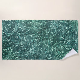 テクスチャードと緑がかったシアン色 ビーチタオル