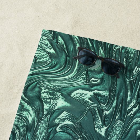 テクスチャードと緑がかったシアン色 ビーチタオル (インサイチュ)