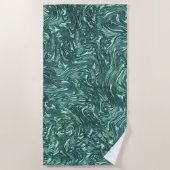 テクスチャードと緑がかったシアン色 ビーチタオル (正面)