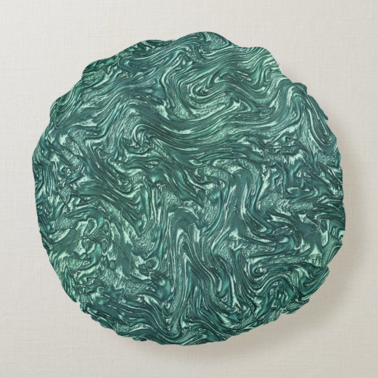 テクスチャードと緑がかったシアン色 ラウンドクッション (裏面)