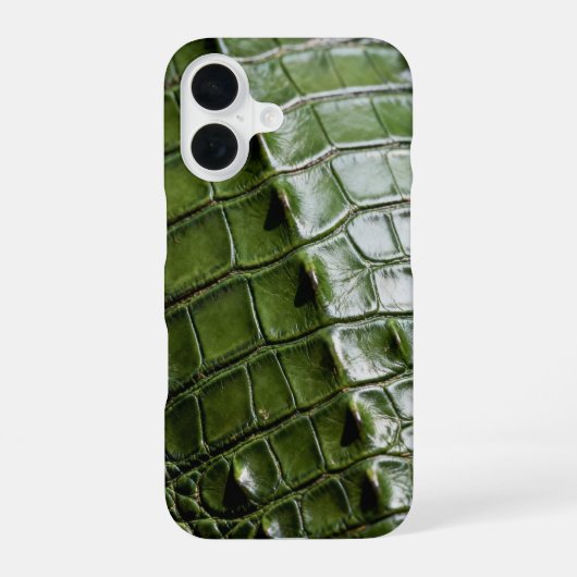テクスチャードグリーン・クロコダイルレザー iPhone 16ケース (裏面)
