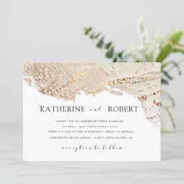 テクスチャードゴールド フォイル風 モダン ウェディング インビテーション