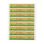 テクスチャードゴールド メリークリスマス ツリー 返信先住所 ラップアラウンドラベル (シート)