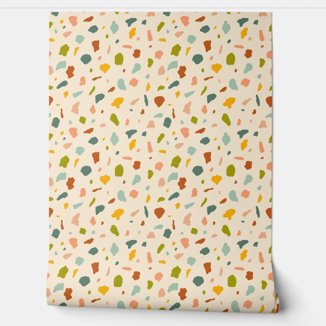 テクスチャードストーンテラゾスペックル – クリーム 壁紙 (ほどく)