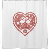 テクスチャードハートフラミンゴ愛 シャワーカーテン (正面)