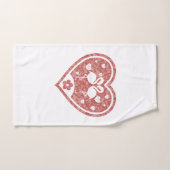 テクスチャードハートフラミンゴ愛 バスタオルセット (ハンドタオル)