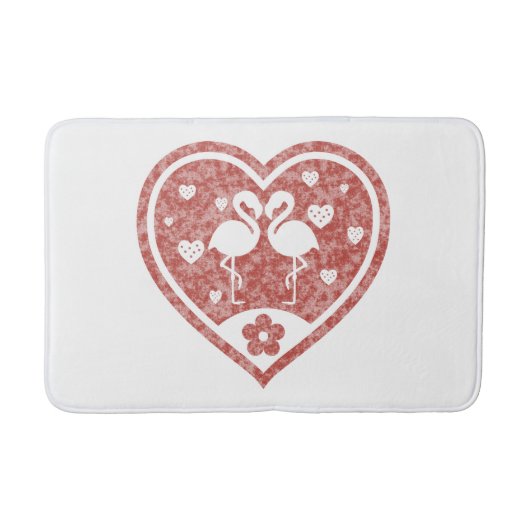テクスチャードハートフラミンゴ愛 バスマット (正面)