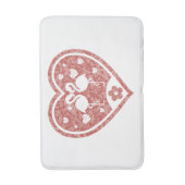 テクスチャードハートフラミンゴ愛 バスマット (正面縦)