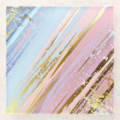 テクスチャードピンク背景 ガラスコースター (正面)