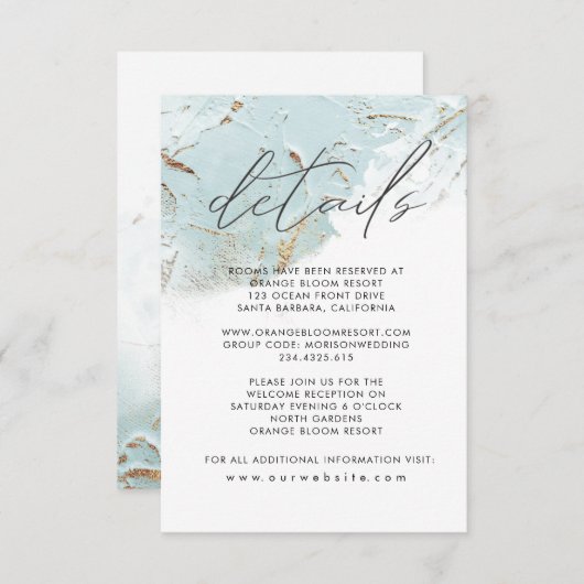 テクスチャードブルーゴールドの偽の箔の詳細 エンクロージャーカード (正面/裏面)