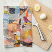 テクスチャードペーパーハートコラージュキッチンタオル キッチンタオル (四つ折り)