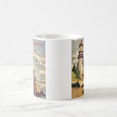 テクスチャードリーポイントライトハウス平和的な海景 コーヒーマグカップ (中央)