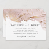 テクスチャードローズゴールドの偽の箔モダンウェディング 招待状 (正面/裏面)