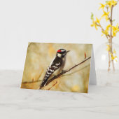 テクスチャードーニーウッドペッカーグリーティングカード カード (黄色い花)