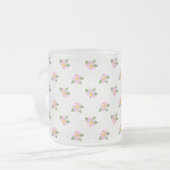 テクスチャード白のノスタルジックな犬のバラパターン フロストグラスマグカップ (正面左)