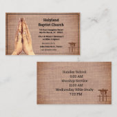 テクスチャード祈ブラウンの手の三十字教会 名刺 (正面/裏面)