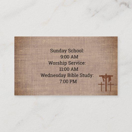 テクスチャード祈ブラウンの手の三十字教会 名刺 (裏面)