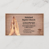 テクスチャード祈ブラウンの手の三十字教会 名刺 (正面)