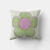 テクスチャード緑とピンクの花枕 クッション (裏面)