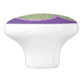 テクスチャード緑nピンクの花 セラミックノブ (側面)