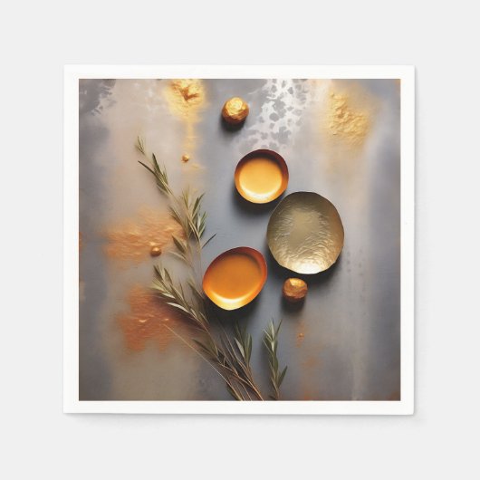 テクスチャード銅とメタル スタンダードカクテルナプキン (正面)