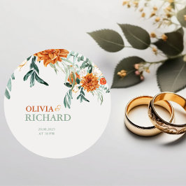 テクスチャード・ボホ・パンパスグラス ウェディング ラウンドステッカー ラウンドシール