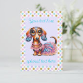 テクスチャードDachshund女の子パーティー 招待状 (スタンド正面)