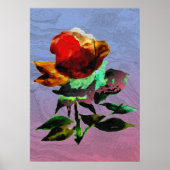 テクスチャーホログラフィー咲く薔薇の花の絵 ポスター (正面)
