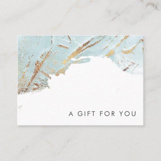 テクスチャー付きブルー金ゴールドフェイクフォイルのギフト券 名刺 (正面)