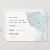 テクスチャー付き青金ゴールドフェイク箔結婚式招待状 招待状 (正面)