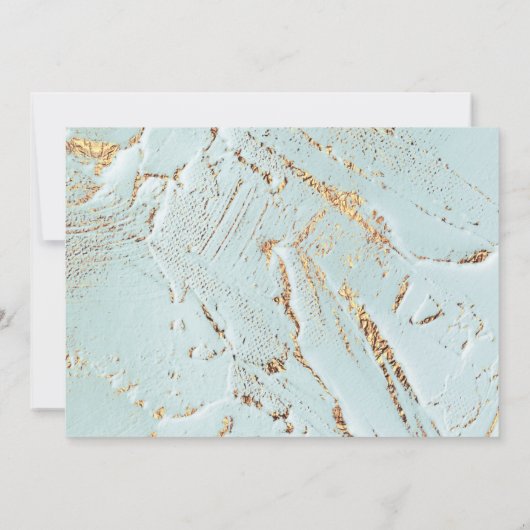 テクスチャー付き青金ゴールドフェイク箔結婚式招待状 招待状 (裏面)