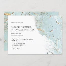 テクスチャー付き青金ゴールドフェイク箔結婚式招待状 招待状