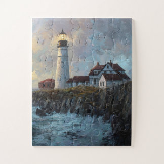 テクスチャー入り灯台の油絵 ジグソーパズル