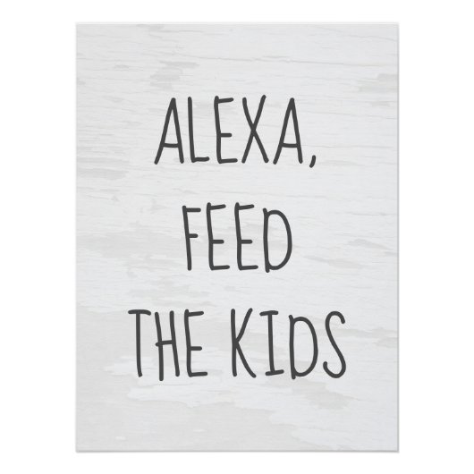 テクスチャー加工された白い背景のAlexaコマンドのユーモア ポスター (正面)