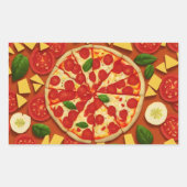 テクスチャー抽象芸術クールフードトマト 長方形シール (正面)