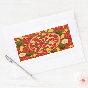 テクスチャー抽象芸術クールフードトマト 長方形シール