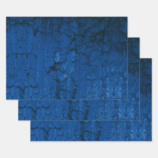テクスチャー濃い青素朴ヴィンテージグランジ ラッピングペーパーシート (セット)