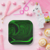 テクスチャー緑色マラキサイト ペーパープレート (パーティー)