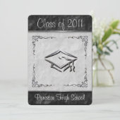 テクスチャー ブラック＆ホワイト 卒業式招待状 招待状 (スタンド正面)