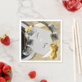 テクスチャ上のグレーと黄色のチューリップ スタンダードカクテルナプキン (インサイチュ)