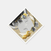 テクスチャ上のグレーと黄色のチューリップ スタンダードカクテルナプキン (角)