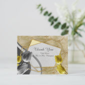 テクスチャ上のグレーと黄色のチューリップ ポストカード (スタンド正面)