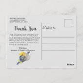 テクスチャ上のグレーと黄色のチューリップ ポストカード (裏面)