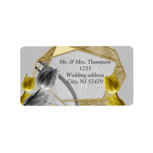 テクスチャ上のグレーと黄色のチューリップ ラベル (正面)