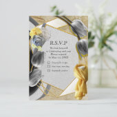 テクスチャ上のグレーと黄色のチューリップ 出欠カード (スタンド正面)