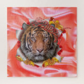 テクスチャ上のグレーと黄色のチューリップCanvas Print ジグソーパズル (縦)