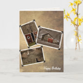 テクスチャ上の古いBarnスナップショット カード (黄色い花)