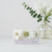 テクスチャ上の白いアネモネ 名刺 (スタンド正面)