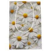 テクスチャ上の白いデイジー動揺して ミディアムペーパーバッグ (正面)
